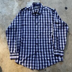 Van Heusen Purple and White Plaid Shirt